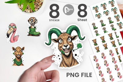 Sticker St Paddys Animal Charms Sublimation artnoy 