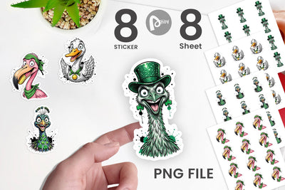 Sticker St Paddys Animal Party Art Sublimation artnoy 