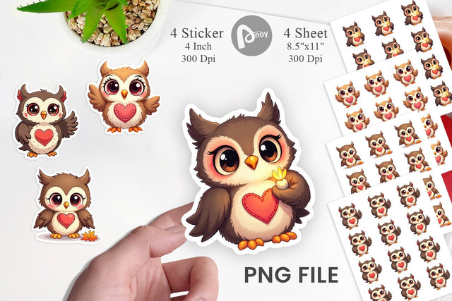 Sticker Stitched Owl Poses Sublimation artnoy 
