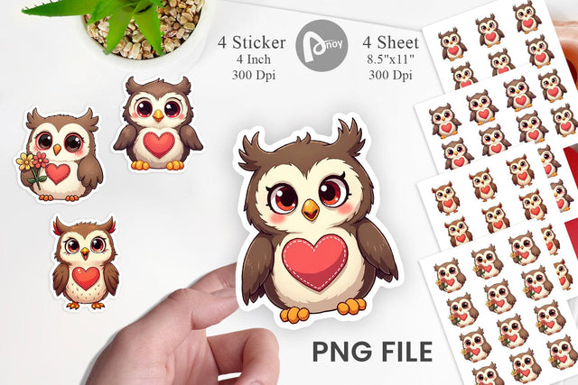 Sticker Stitched Owl Poses Sublimation artnoy 