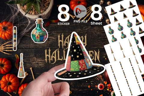 Sticker Stitched Witchcraft Craft Patchwork Sublimation artnoy 