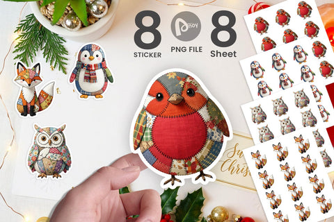 Sticker Stitched Woodland Animal Patchwork Sublimation artnoy 