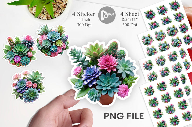 Sticker Succulent Floral Sublimation artnoy 
