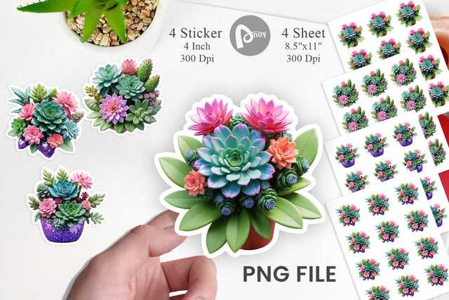 Sticker Succulent Floral Sublimation artnoy 