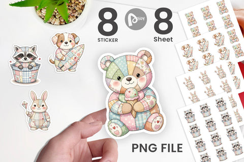 Sticker Summer Fun Patchwork Animal Sublimation artnoy 