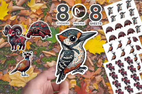 Sticker Sunset Forest Terrazzo Animal SVG artnoy 