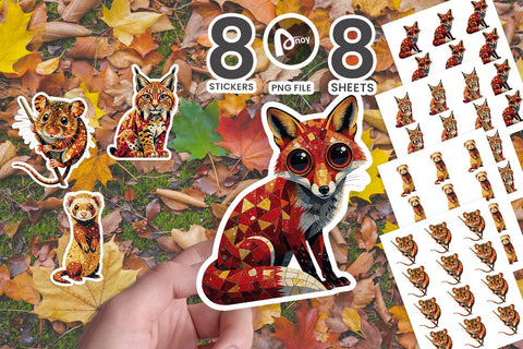 Sticker Sunset Forest Terrazzo Animal SVG artnoy 