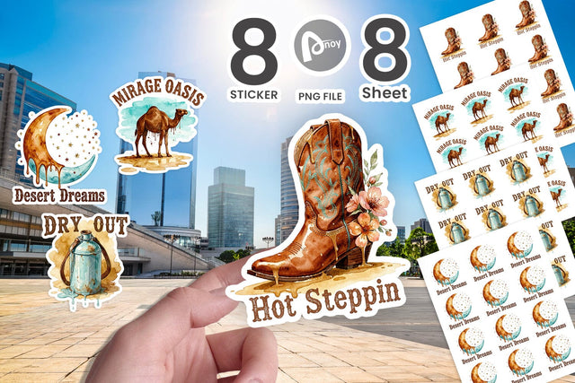 Sticker Surreal Melting Desert Western Watercolor Sublimation artnoy 