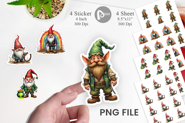 Sticker Surreal Shamrock Grunge St. Patrick's Trashcore Gnome Sublimation artnoy 