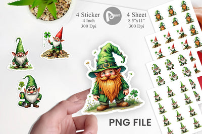 Sticker Surreal Shamrock Grunge St. Patrick's Trashcore Gnome Sublimation artnoy 