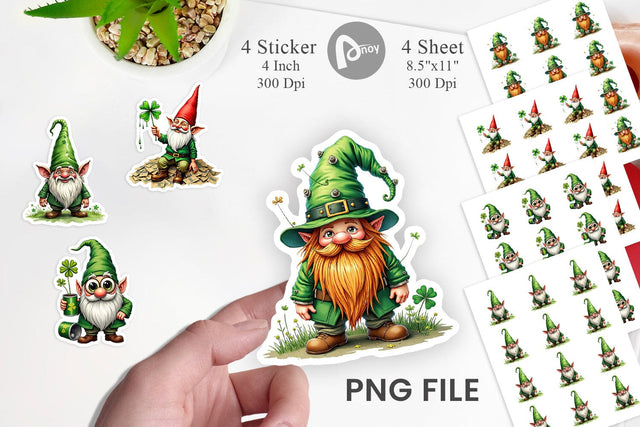 Sticker Surreal Shamrock Grunge St. Patrick's Trashcore Gnome Sublimation artnoy 