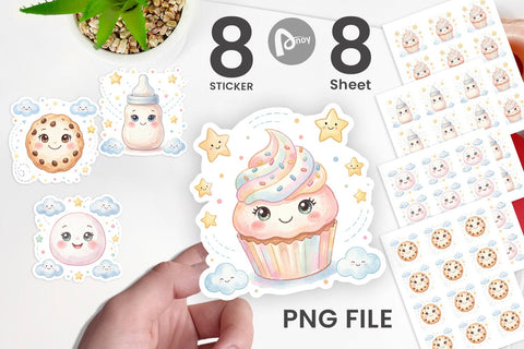 Sticker Sweet Baby Treat Watercolor Sublimation artnoy 