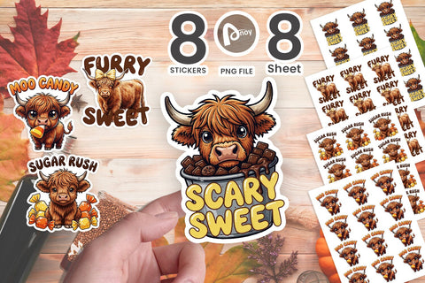 Sticker Sweet Candy Corn Highland Cow Treats Quotes Sublimation artnoy 