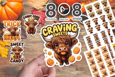 Sticker Sweet Candy Corn Highland Cow Treats Quotes Sublimation artnoy 