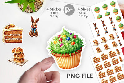 Sticker Sweet Easter Treats and Desserts Watercolor Sublimation artnoy 