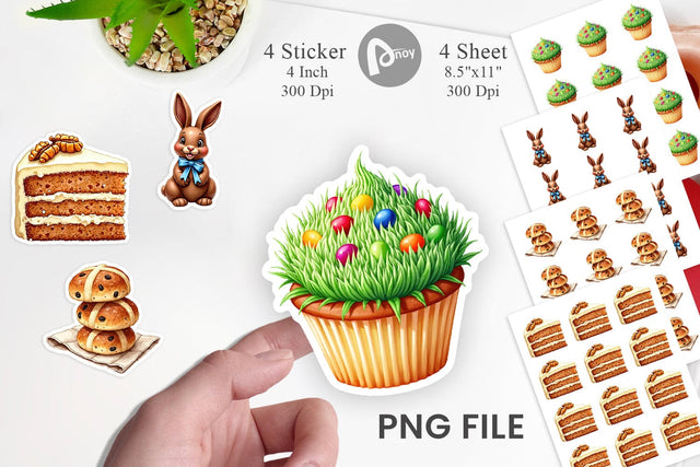 Sticker Sweet Easter Treats and Desserts Watercolor Sublimation artnoy 