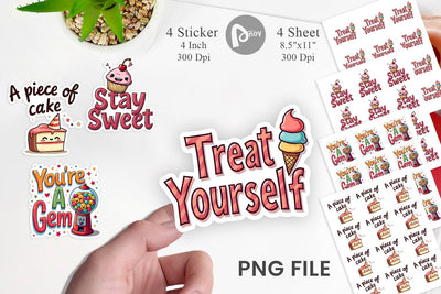 Sticker Sweet Nostalgia Retro Kawaii Dessert Quote Sublimation artnoy 