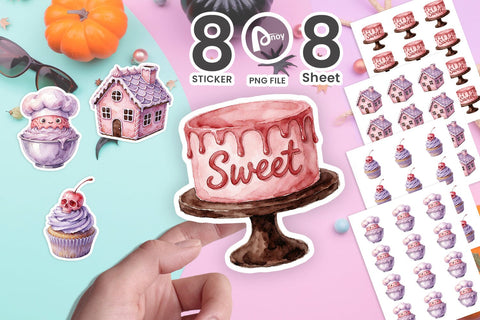 Sticker Sweet Pastel Goth Halloween Bakery SVG artnoy 