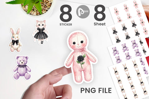 Sticker Sweet Pastel Goth Plushies Sublimation artnoy 