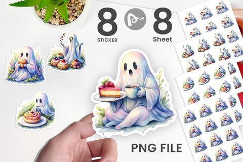 Sticker Sweet Pastry Coffee Ghost Sublimation artnoy 