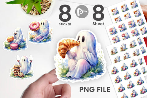 Sticker Sweet Pastry Coffee Ghost Sublimation artnoy 