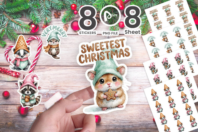 Sticker Sweet Pastry Critter Holiday Gnomes Sublimation artnoy 