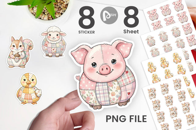Sticker Sweet Picnic Patchwork Watercolor Sublimation artnoy 