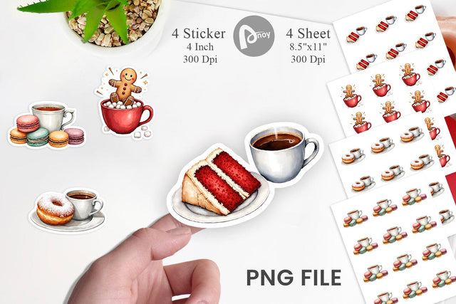 Sticker Sweet Winter Treats & Coffee Watercolor Sublimation artnoy 