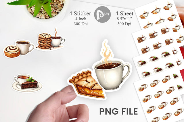 Sticker Sweet Winter Treats & Coffee Watercolor Sublimation artnoy 