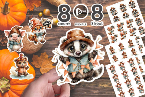 Sticker Thanksgiving Backyard Parade Gnomes Sublimation artnoy 