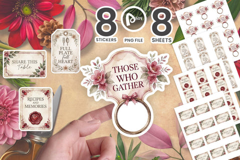 Sticker Thanksgiving Table Botanica Labels SVG artnoy 
