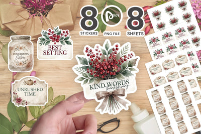 Sticker Thanksgiving Table Botanica Labels SVG artnoy 