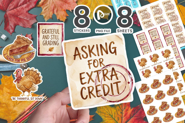 Sticker Thanksgiving Week Teacher Mood Board SVG artnoy 