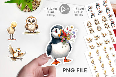 Sticker The Awkward Aviary Quirky Hand-Drawn Bird Sublimation artnoy 