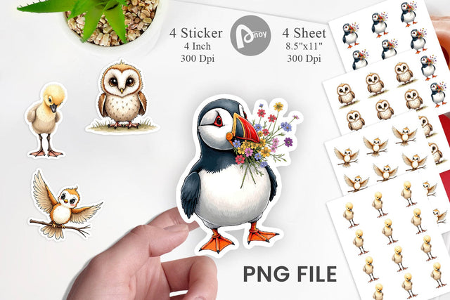 Sticker The Awkward Aviary Quirky Hand-Drawn Bird Sublimation artnoy 