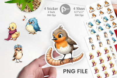 Sticker The Awkward Aviary Quirky Hand-Drawn Bird Sublimation artnoy 