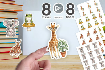 Sticker Tired Boho Teacher Animal Watercolor Sublimation artnoy 