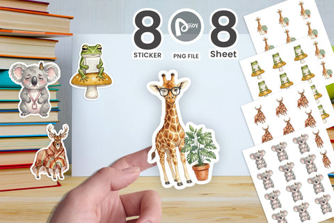 Sticker Tired Boho Teacher Animal Watercolor Sublimation artnoy 