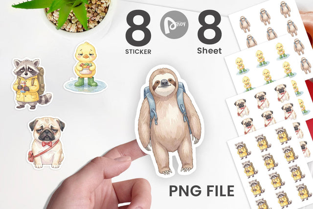 Sticker Tired Morning Commute Animal Sublimation artnoy 