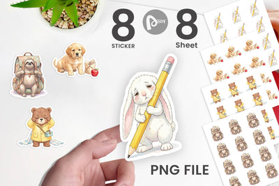 Sticker Tired School Animal Morning Burnout Sublimation artnoy 