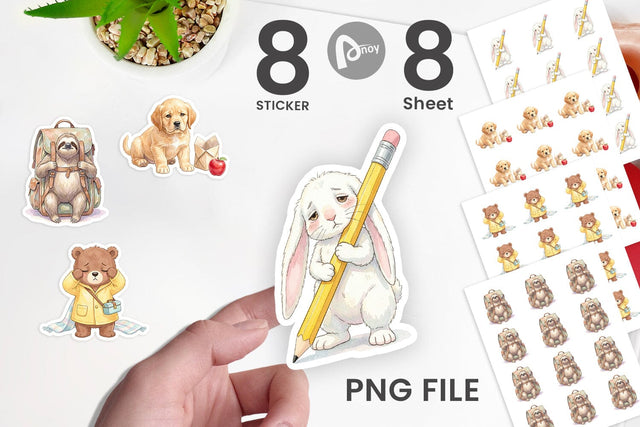 Sticker Tired School Animal Morning Burnout Sublimation artnoy 