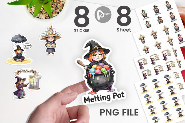 Sticker Tired Summerween Witch Sublimation artnoy 
