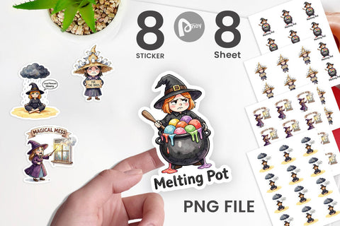 Sticker Tired Summerween Witch Sublimation artnoy 
