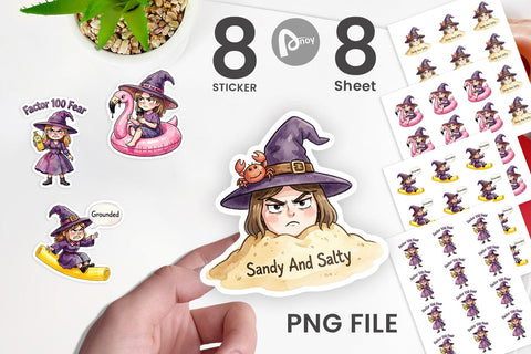Sticker Tired Summerween Witch Sublimation artnoy 