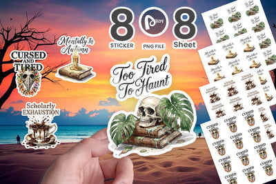 Sticker Tired Tropical Scholar Goth Quote Sublimation artnoy 