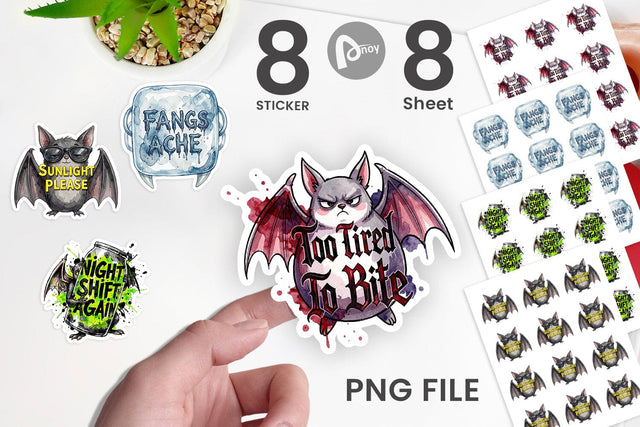 Sticker Tired Vampire Grumpy Quote Sublimation artnoy 