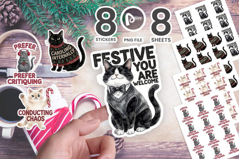 Sticker Ugly Sweater Judgmental Cat Choir SVG artnoy 