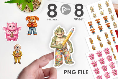Sticker UglyCute 70s Monster Teacher Sublimation artnoy 
