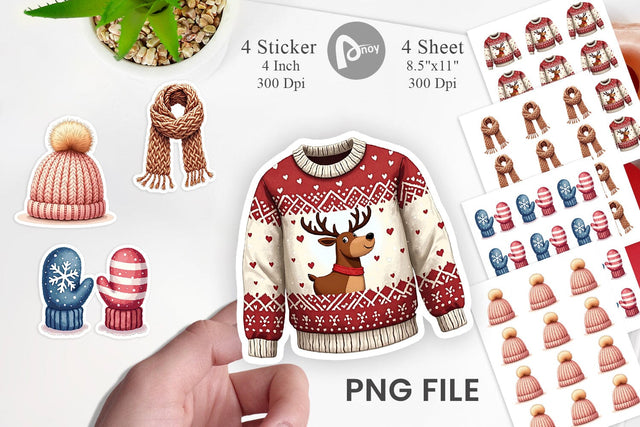 Sticker UglyCute Christmas Sweaters Sublimation artnoy 