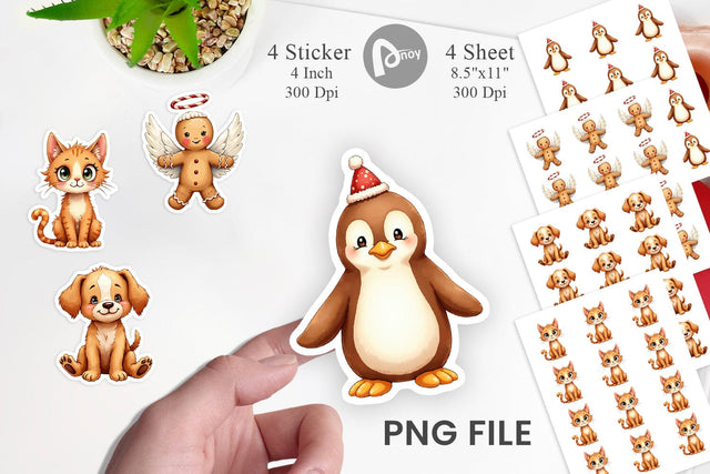 Sticker UglyCute Gingerbread Pals Watercolor Sublimation artnoy 